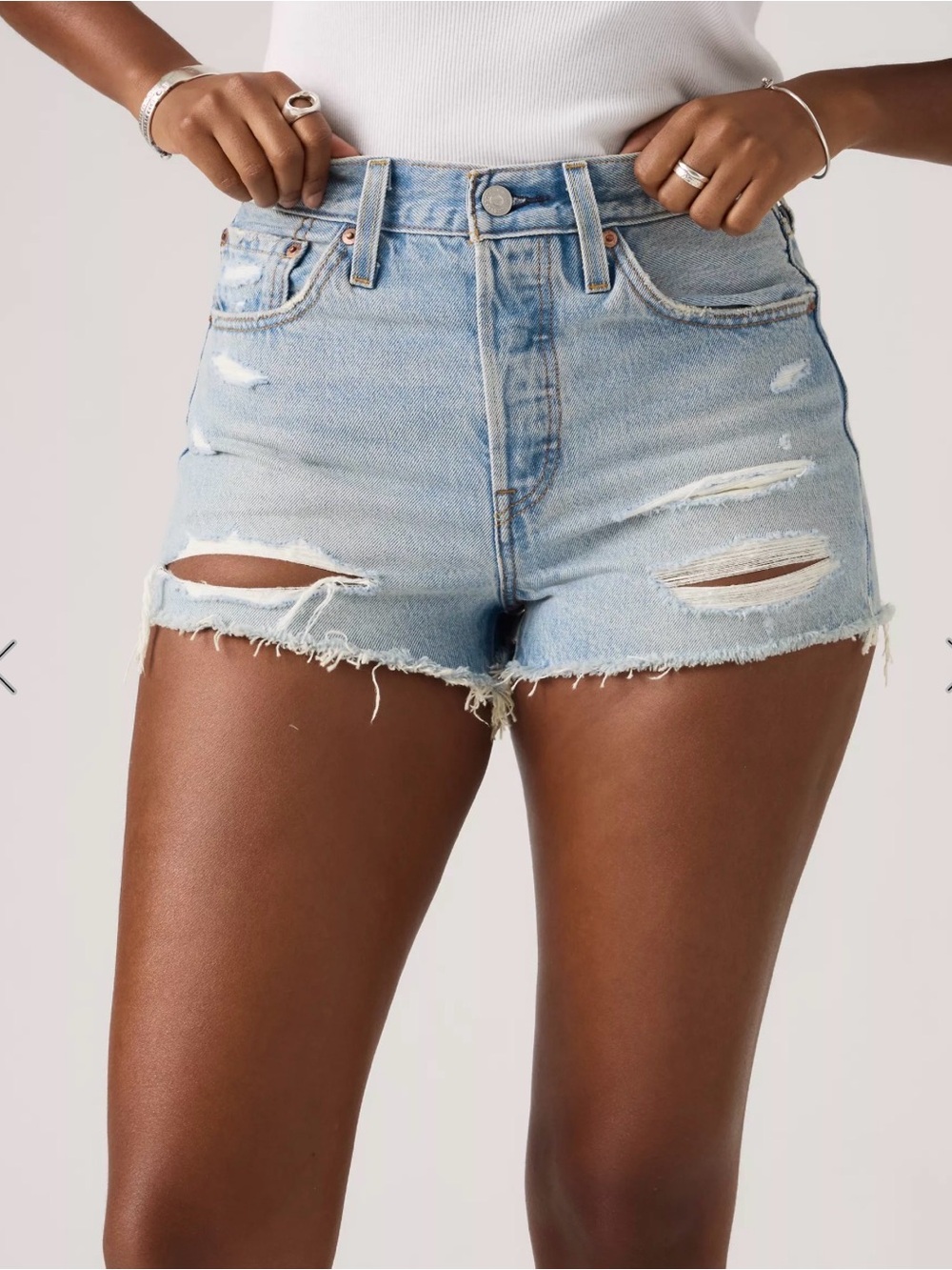 Levi’s 501 Light Blue Distressed Denim Women's Shorts